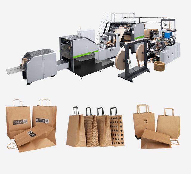 Full automatic paper bag machine na may twisted at flat handle